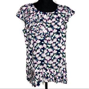 Banana Republic Floral Emma Pleated Ruffle top M